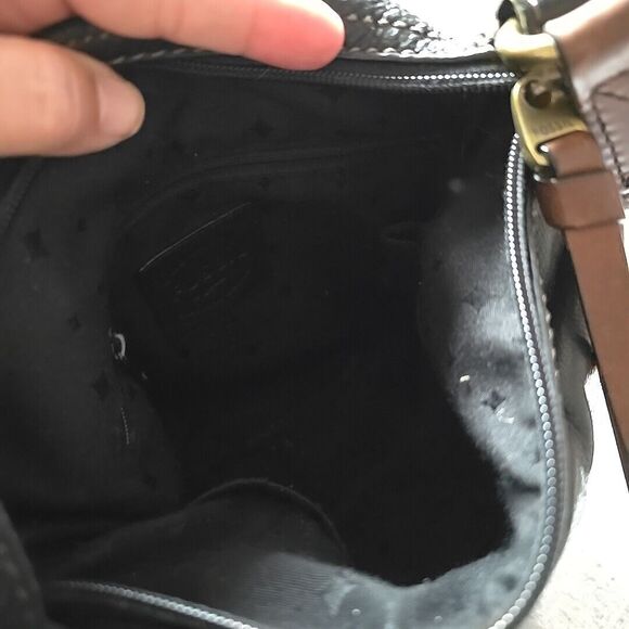 Fossil Morgan Handbag Traveler Pebble Black Topzip Leather Crossbody Messenger - Picture 12 of 16